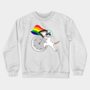 Astro Cat in the moon pride flag Crewneck Sweatshirt